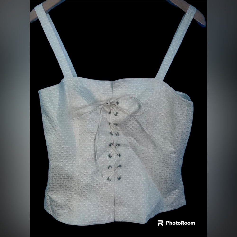 Paul & Joe Paris Cream Lace Tie Corset Top Y2K NWT US M
